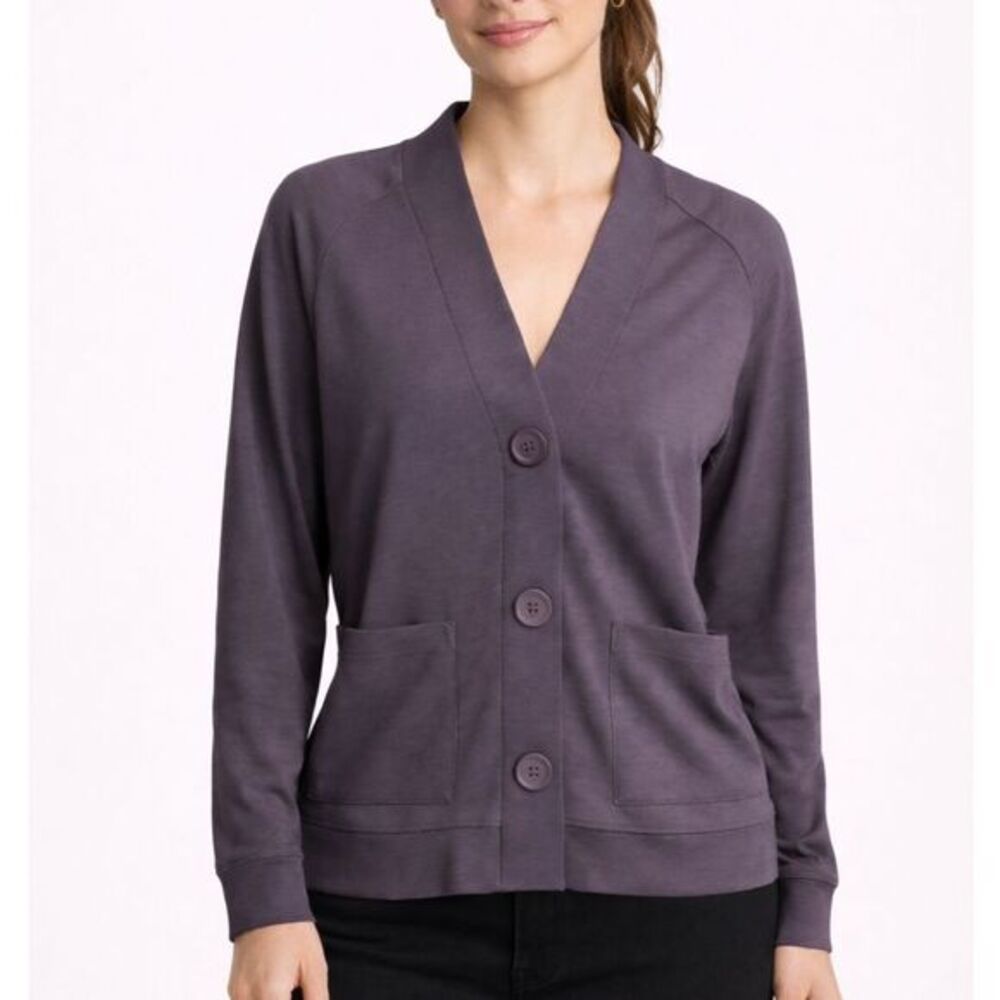 Universal Standard V Neck Cardigan Women’s‎ 0 Navy Pima Cotton Lightweight Layer